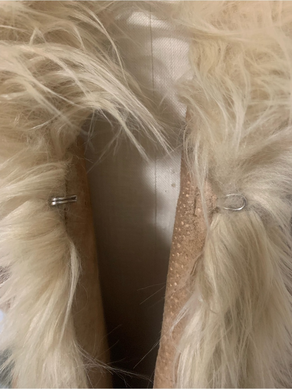 Wilsons Leather Maxima Penny Lane Style Long Suede Leather Fur Trim Vest Size L - Picture 6 of 16